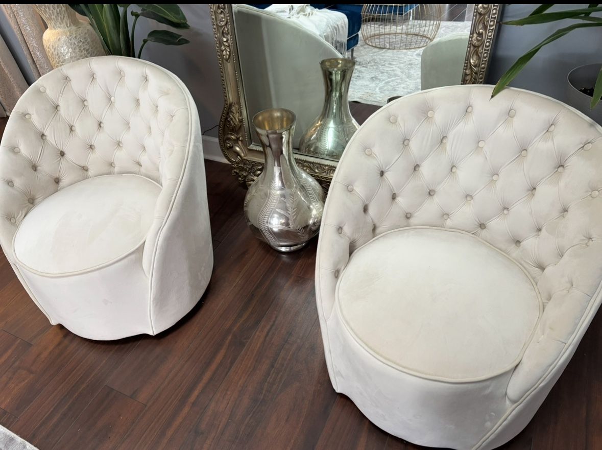 Cream Swivel Accent Chair Set