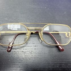 Cartier Trinity Gold Plated Metal Full Rim Eyeglasses Frames Unisex
