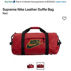Supreme x Nike Leather Duffle Bag( Red)