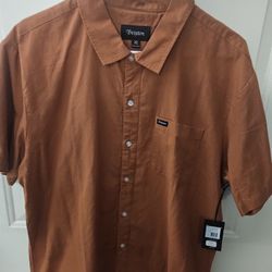 BRIXTON XL  New Orange Button Down Shirt 