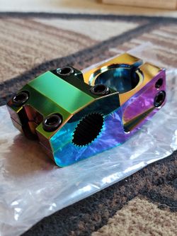 NEW Bicycle Bmx Threadless Stem Neo Chrome Oil Slick