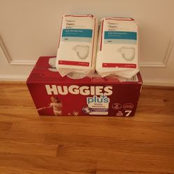 128 DIAPERS Size 7  Huggies Plus 96 Wings 32 All For $45.