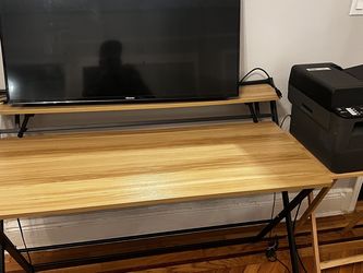 Desk, Foldable Beechwood and Black Metal