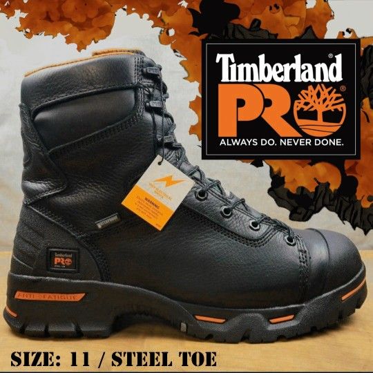 New TIMBERLAND PRO Endurance 8" Steel Toe Waterproof Work Boots Botas Size: 11