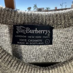 Vintage Burberry 100% Cashmere Sweater Gray Crewneck Made in Scotland Size [M/L]