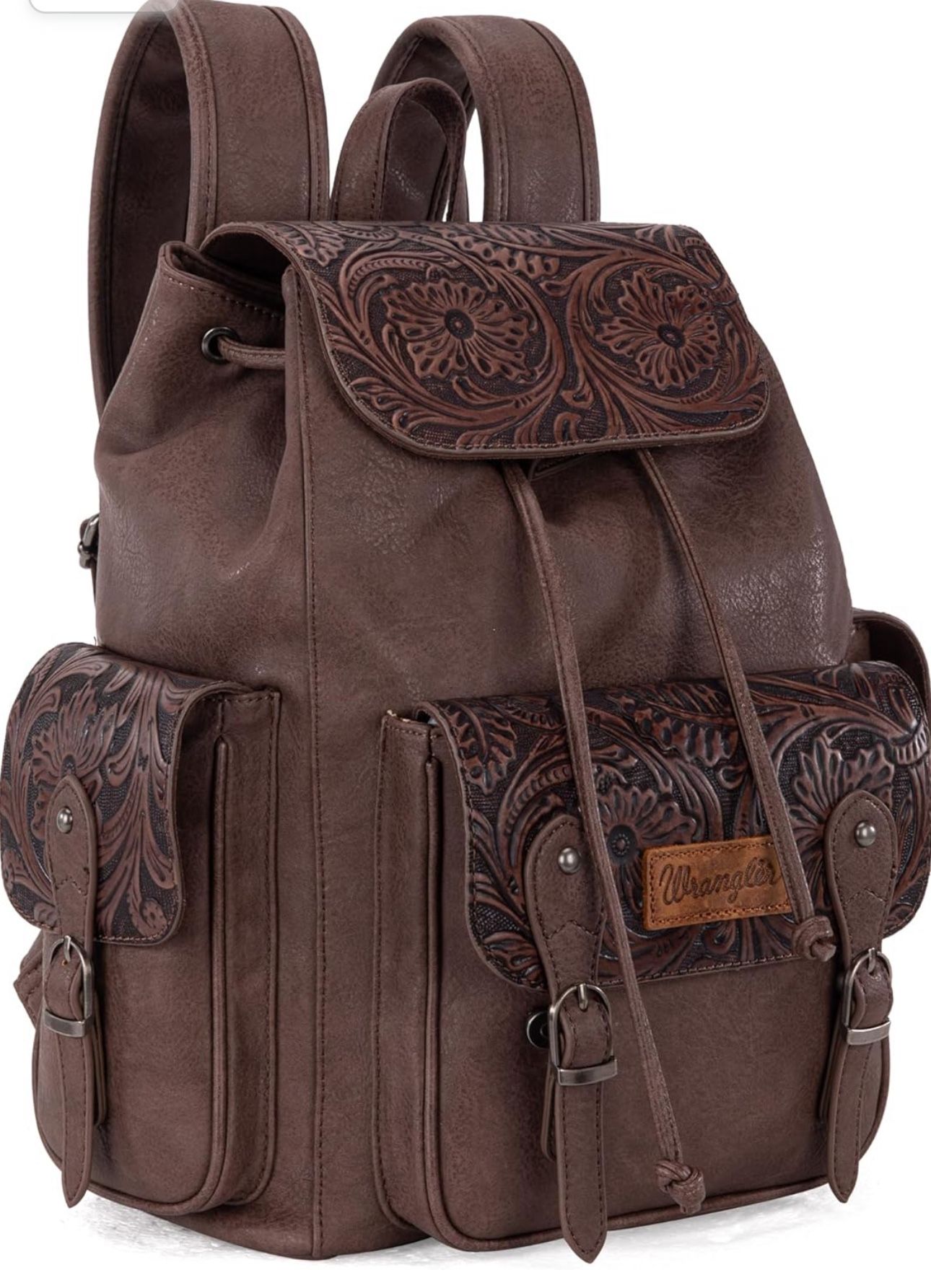 Wrangler Vintage Floral Tooled Backpack - Coffee