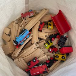 IKEA Wooden train set with many rails