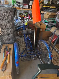 Blue Adult Tricycle with Rear Basket