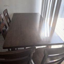 Solid Wood Dining Table And 4 Chairs 