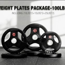 Weight Plates Tri-Grip design 100 Lbs. Total