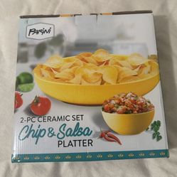 Parini 2 PC Chips & Salsa Platter Ceramic Set 💵 2 P/Z Chips & Salsa Platos de Ceramica
