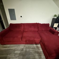 Red Fabric Sectional With Chaise