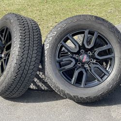 Like NEW 2024 Black 20” wheels GMC Sierra AT4 Yukon Tires A/T Tahoe Chevy Silverado rims Suburban