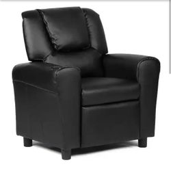 Black Faux Leather Upholstery Kids Recliner
