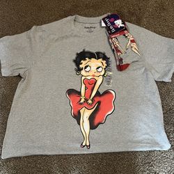 BETTY BOOP T- SHIRT/SOCKS- Size L