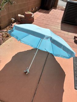 Blue Umbrella with Clamp Base