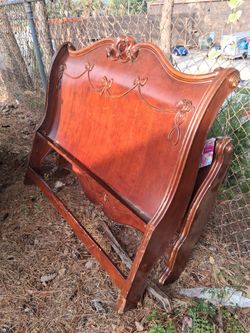 Ornate Wood Sleigh Bed Headboard and Footboard