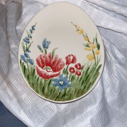 Easter Egg Shaped Plate With Flowers 