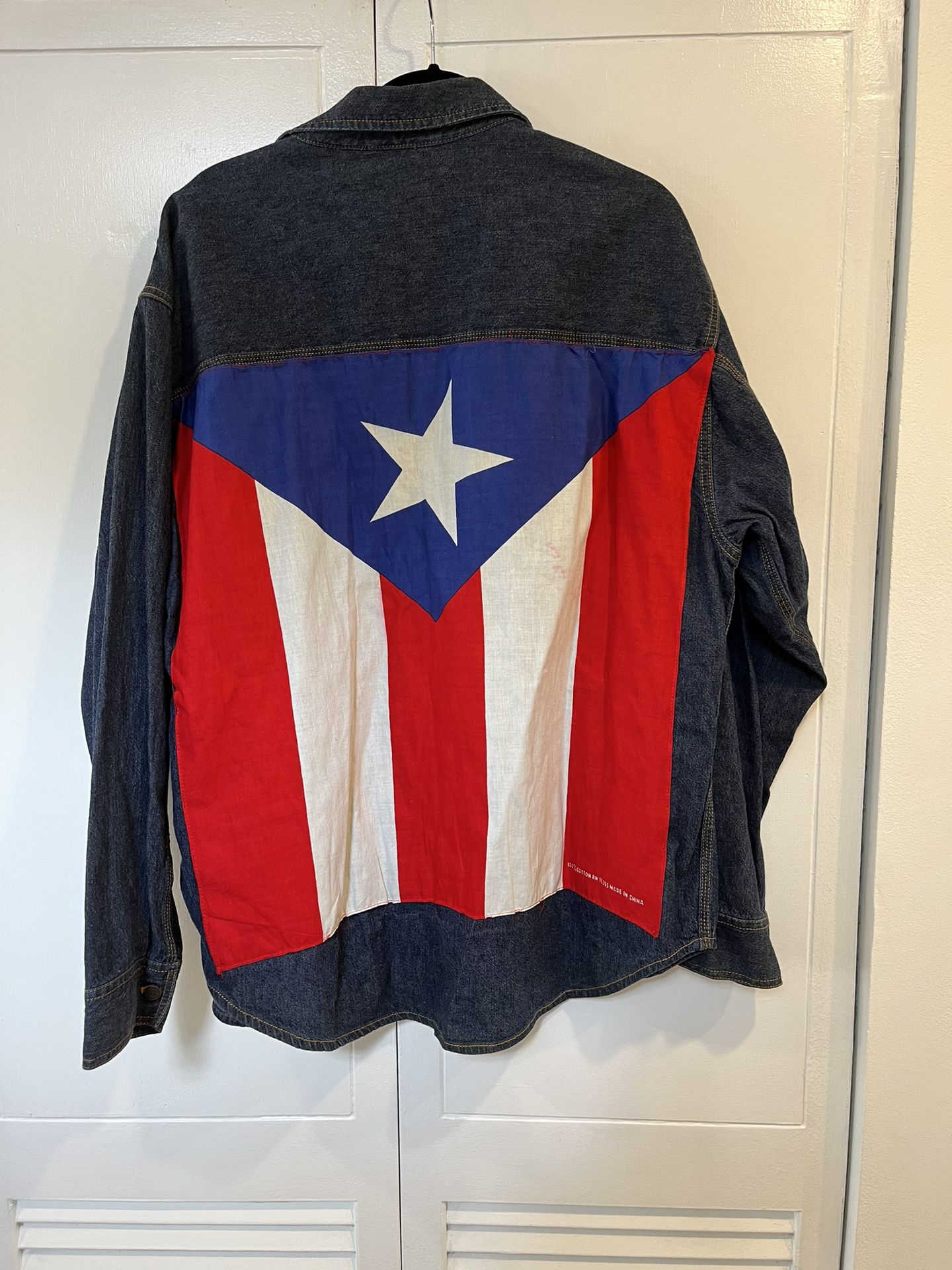 Puerto Rican Vintage Levis Handmade Denim Shirt 2XL / Jacket  Puerto Rico Flag