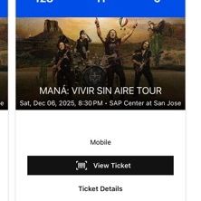 Mana Concert Tickets (3)