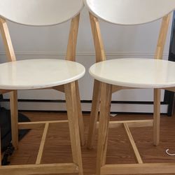 2 White Bar Wooden Chairs  