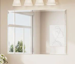 40 in. W x 30 in. H Rectangular Beveled Frameless Wall Mount Bathroom Vanity Mirror Decorative Wall Accent Mirror