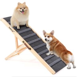New in the box Sakgos Dog Ramp for Bed Wooden Dog Ramps for High Beds Adjustable Dog Ramp for Car Portable Pet Ramps for Large Dogs Get on Bed and Cou