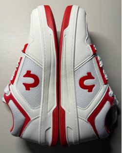 True Religion White/Red Leather Mesh Casual Sneakers Men’s Size 10