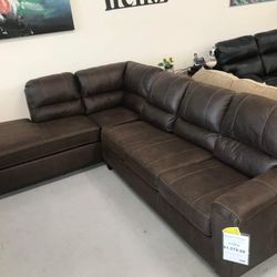 Faux Leather sleeper sectional with chaise • Grey sectional • 39$ down payment 