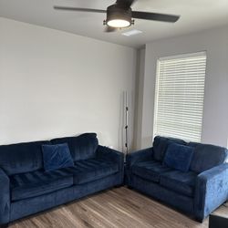 Blue Velvet Couch Set