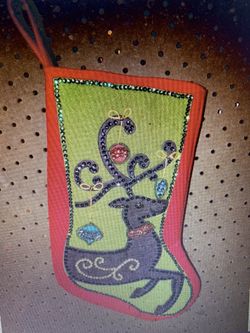 Handmade brand new felt and sequin reindeer 17 inch Christmas stocking