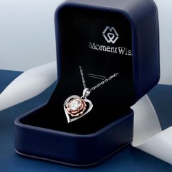 MomentWish Flower Necklace Valentines Day Gift 1Carat Moissanite Silver 925 