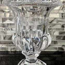 Bombay Co Crystal Vase Urn with Pedestal 9.9 Lbs Sculpture Centerpiece Shelve Decor Made In Germany 1980 