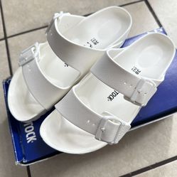 White Birkenstock sandals 