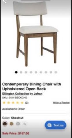 Jofran Ellington Upholstered Dining Chair – Chestnut Finish