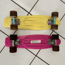 Set of 2 skateboards - Penny Board Authentic Skateboard Original Australia 22" Yellow & Pink Merkapa Brand Vintage Style Skateboard