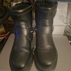 



These are Dr. Martens Anistone Harness Biker Boots in Black Orleans leather. 
