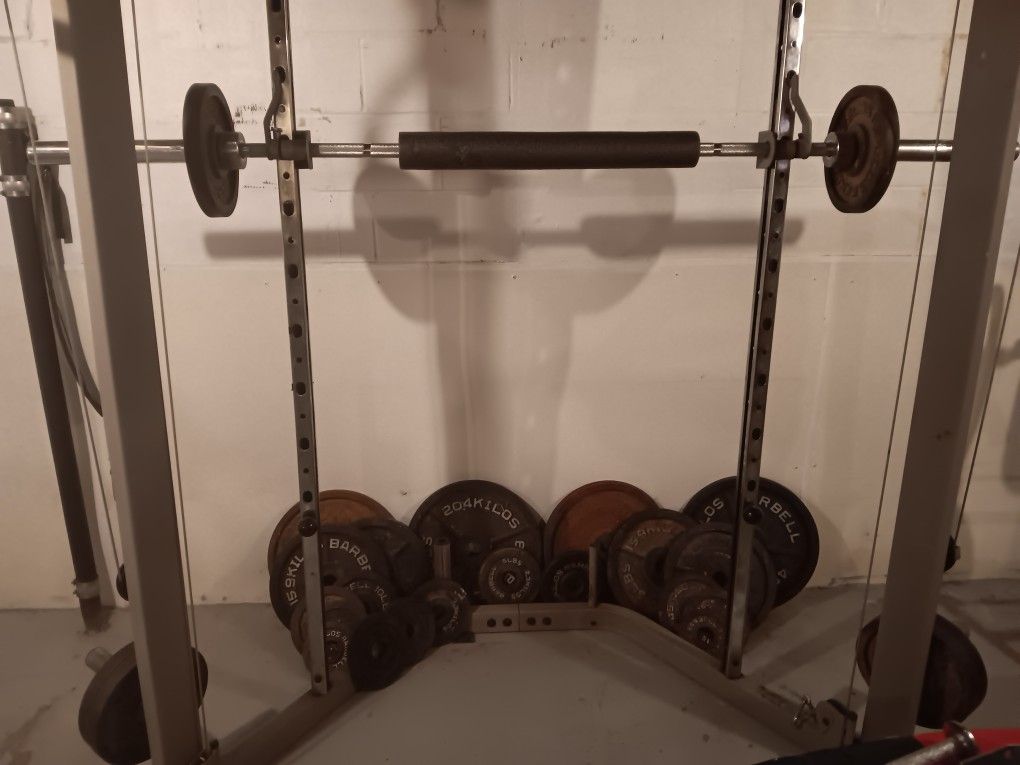 Smith Cage With Olympic Weights and Olympic Bar