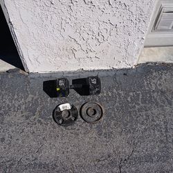 CAP Barbell 45lb Cast Iron Hex Dumbbell, Single With Two 2.5 Flat Weights