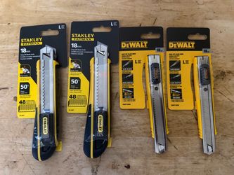 Stanley FatMax & DeWalt 18mm Snap-Off Blade Knives – 4 Pack