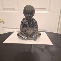 Boy Figure Black Clay 
