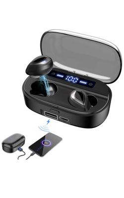 Bluetooth Earphones, Langsdom Bluetooth 5.0 Headphones 2500mAh with LED Charging Dock 126 H Playtime 3D Stereo Sound Noise Canceling Wireless Earbuds