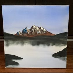 Original Mountain Lake Acrylic Painting on Canvas