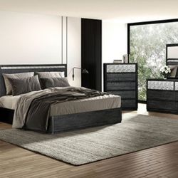 Brand New Ash Grey 4pc Queen Bedroom Set (Available In Eastern King)