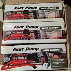 (3) New Red Foot Pump Inflators with Gauges for $20 obo