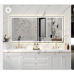 Gold Frame LED Lighted Bathroom Mirror 72"x36 $250