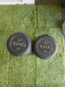 45lbs Tag Rubber dumbbells like new