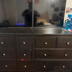 Dark Wood 9-Drawer Dresser w/ TV Stand Top