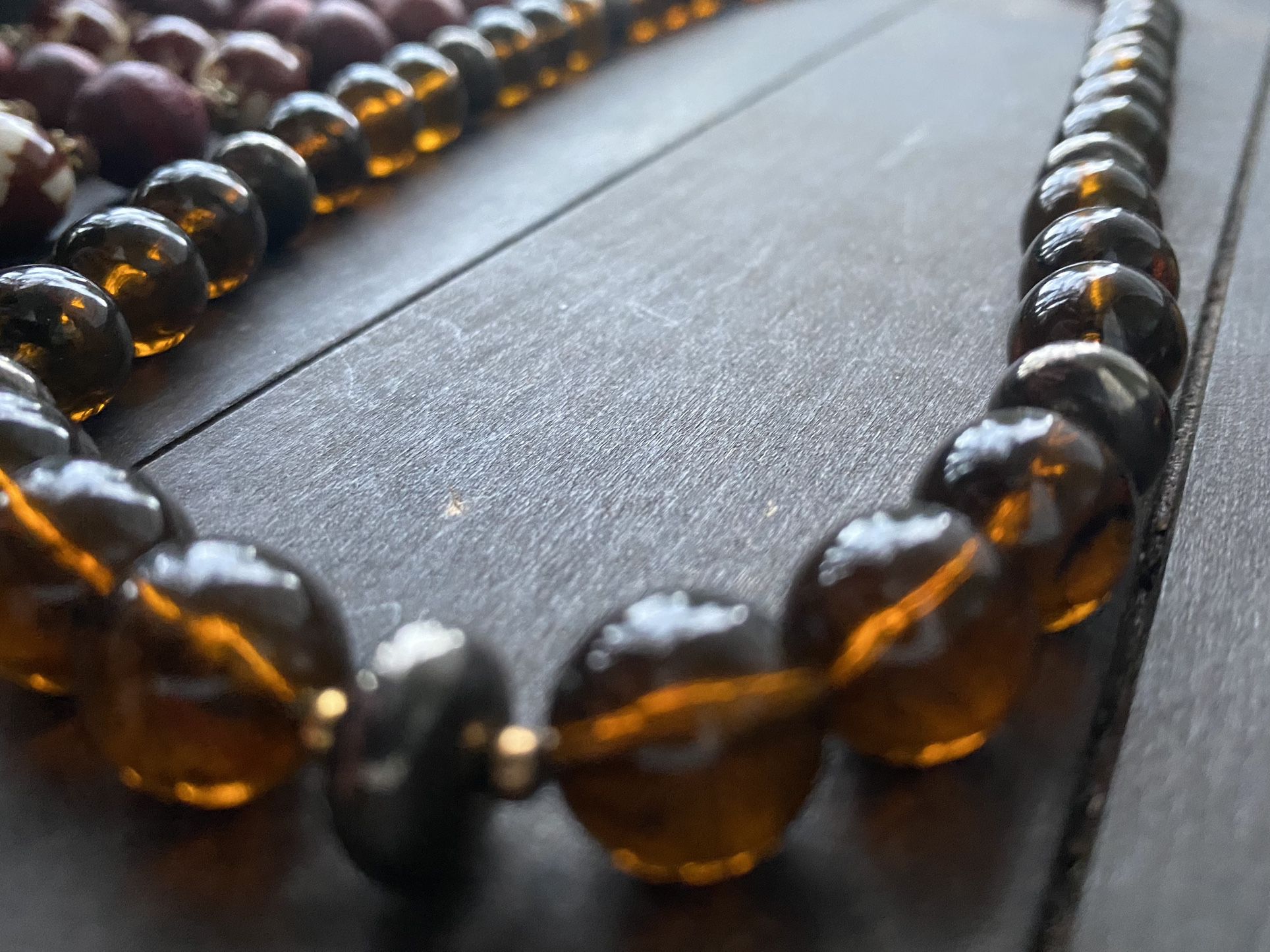 Amber Glass Beaded Necklace