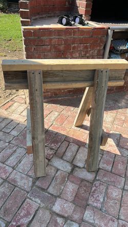 Rustic Wood Sawhorse Workbench Stand